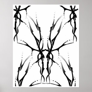Deer Skull Tribal Tattoo Design Digital Mirror Poster