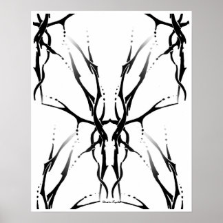 Deer Skull Tribal Tattoo Design Digital Mirror Poster