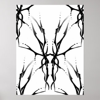 Deer Skull Tribal Tattoo Design Digital Mirror Poster
