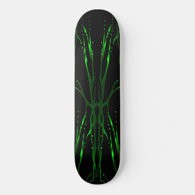 Deer Skull Tribal Tattoo - green Skateboard Deck (Front)