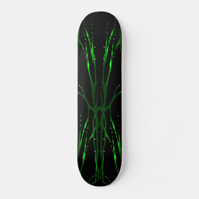 Deer Skull Tribal Tattoo - green Skateboard Deck (Front)