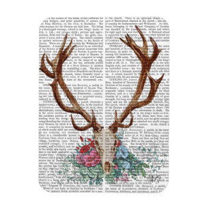 Deer Skull With Flowers 2 Magnet