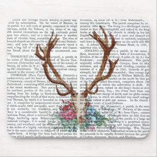 Deer Skull With Flowers 2 Mouse Pad