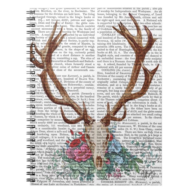 Deer Skull With Flowers 2 Notebook (Front)