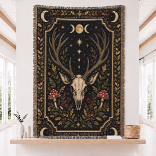 Deer Skull Woven Throw Blanket
