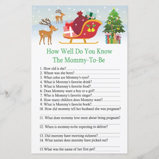 Deer sleigh with presents how well do you know (Front)