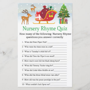 Deer sleigh with presents Nursery Rhyme Quiz game