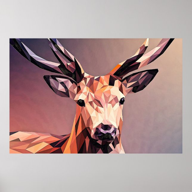 Deer Small Poly Art Design  Poster (Front)