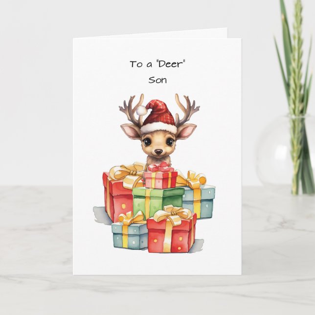 Deer Son Cute Christmas Piles of Love Card (Front)