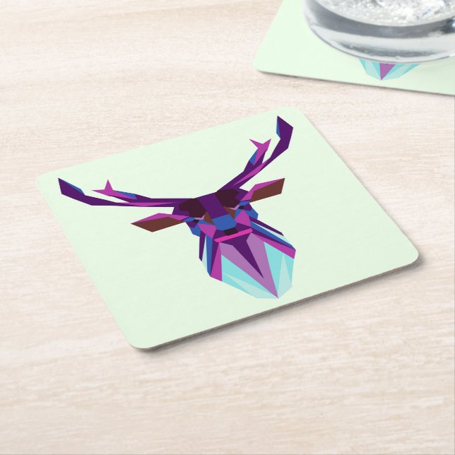 Deer Square Paper Coaster (Angled)