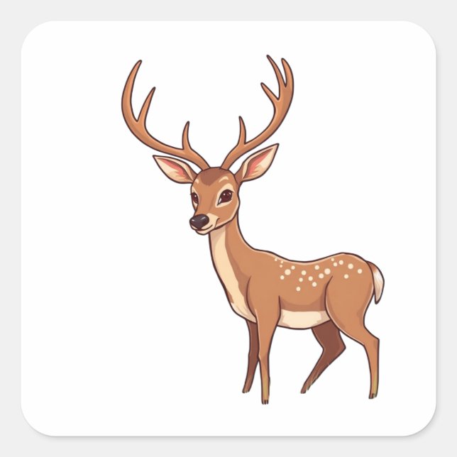Deer Square Sticker (Front)
