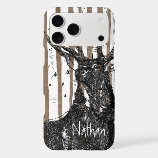 Deer/Stag Birch Tree linen Personalize iphone Case