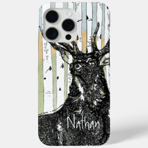 Deer/Stag Birch Tree linen Personalize iphone Case