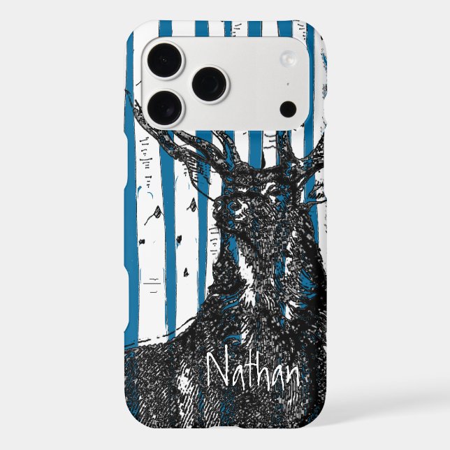 Deer/Stag Birch Tree Personalize iphone Case (Back)