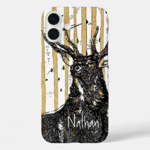 Deer/Stag Birch Tree Personalize iphone Case
