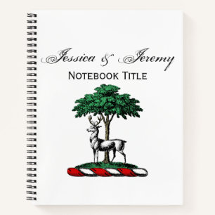 Deer Stag by Tree Heraldic Crest Emblem Notebook