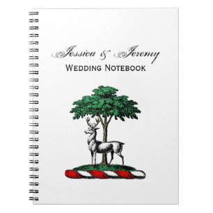 Deer Stag by Tree Heraldic Crest Emblem Notebook