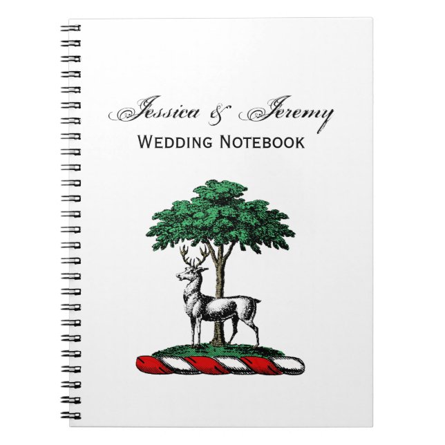 Deer Stag by Tree Heraldic Crest Emblem Notebook (Front)