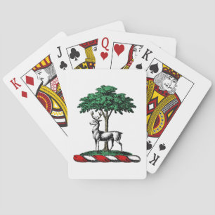 Deer Stag by Tree Heraldic Crest Emblem Poker Cards