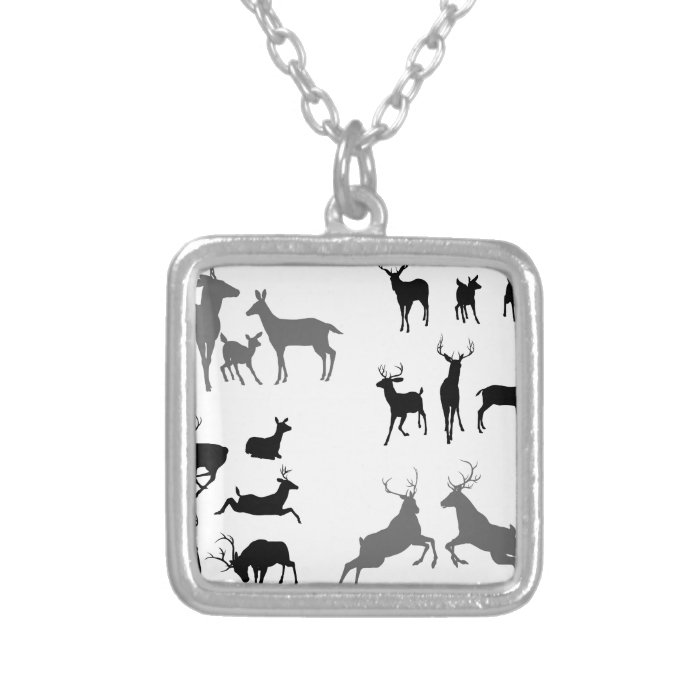 Deer stag fawn and doe silhouettes pendants