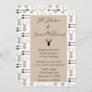 Deer Stag Head Rustic Wedding Invitation