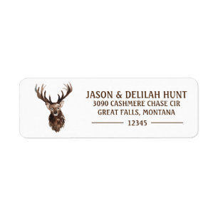 Deer Stag Rustic Forest Hunting Return Address Label