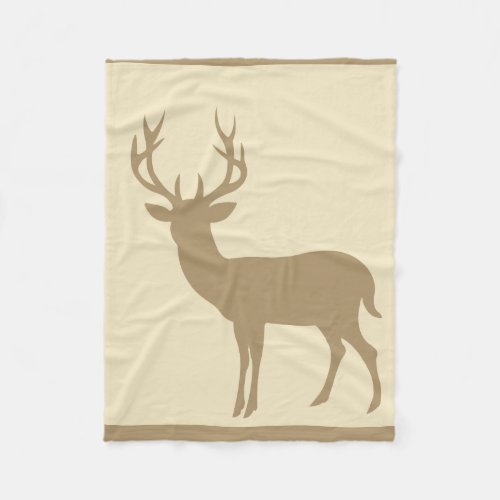 Deer Stag Silhouette  ivory taupe Fleece Blanket