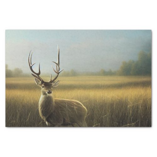 Deer Stag standing in Field of Grass Decoupage Tis Tissue Paper