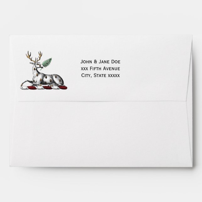 Deer Stag with Fern Heraldic Crest Emblem Envelope (Back (Top Flap))