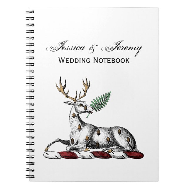 Deer Stag with Fern Heraldic Crest Emblem Notebook (Front)