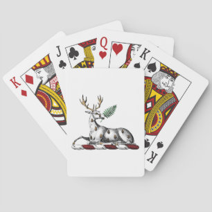 Deer Stag with Fern Heraldic Crest Emblem Poker Cards