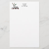 Deer Stag with Fern Heraldic Crest Emblem