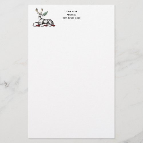 Deer Stag with Fern Heraldic Crest Emblem Stationery