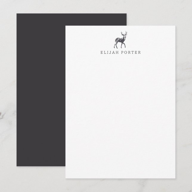 Deer Stationery - Buck Thank You Note Cards (Front/Back)