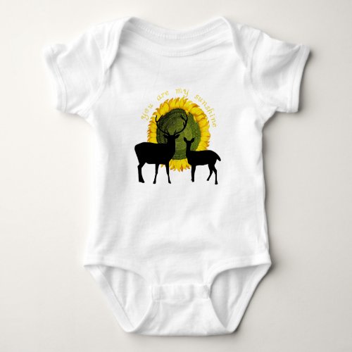Deer Sunflower You Are My Sunshine One_piece Suit Baby Bodysuit