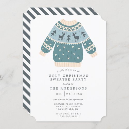 Deer Tacky Ugly Christmas Sweater Party Invitation