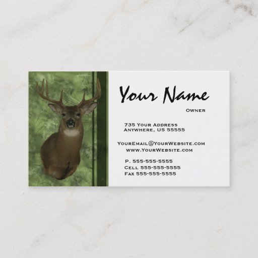Customizable Deer Taxidermy Business Cards ~ Green