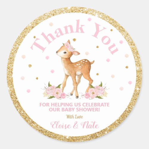 Deer Thank You Sticker Labels Baby Shower Favors