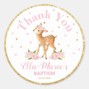 Deer Thank You Sticker Labels Baptism Favors