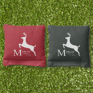Deer Themed Family Monogram Cornhole Bags