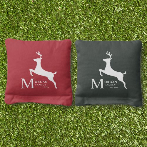 Deer Themed Family Monogram Cornhole Bags