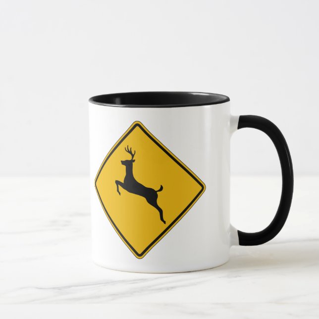 Deer Traffic, Traffic Warning Sign, USA Mug (Right)