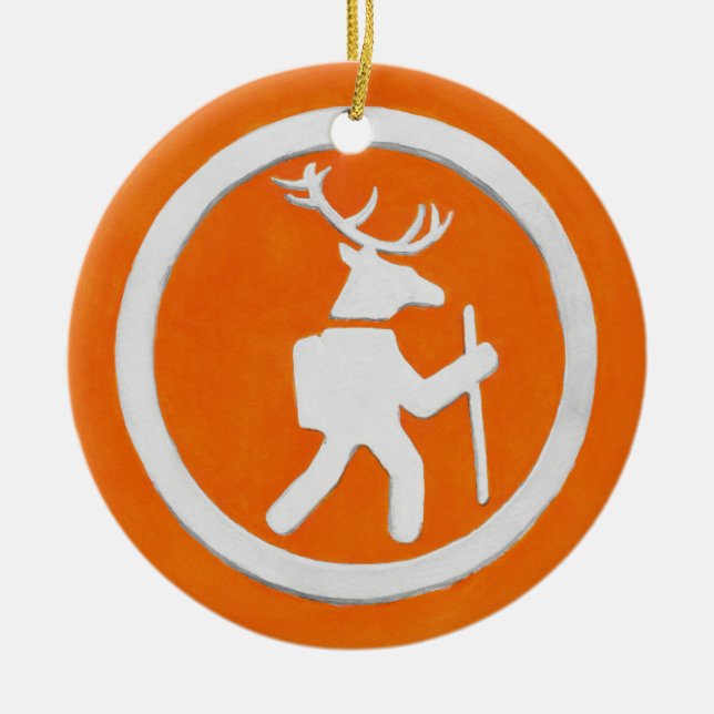 Deer Trail Marker Ceramic Ornament (Front)