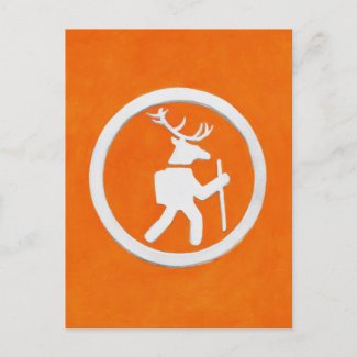 Hiking Deer Trail Marker Postcard
