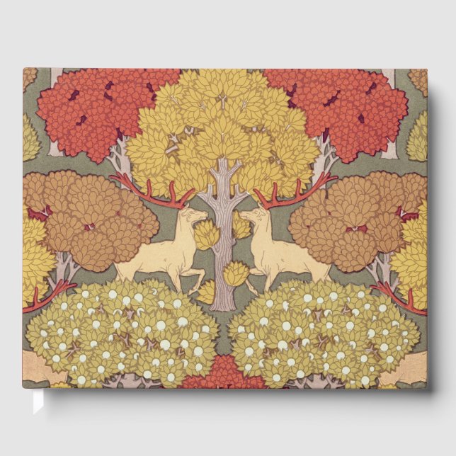 Deer &Tree Squirrel Bird Rowan Berries Art Nouveau Guest Book (Front)