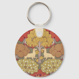Deer &Tree Squirrel Bird Rowan Berries Art Nouveau Keychain