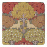 Deer &amp;Tree,Squirrel,Bird,Rowan Berries Art Nouveau Trivet