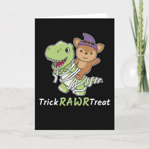 Deer Trick Rawr Treat T-rex Mummy Costume Holiday Card