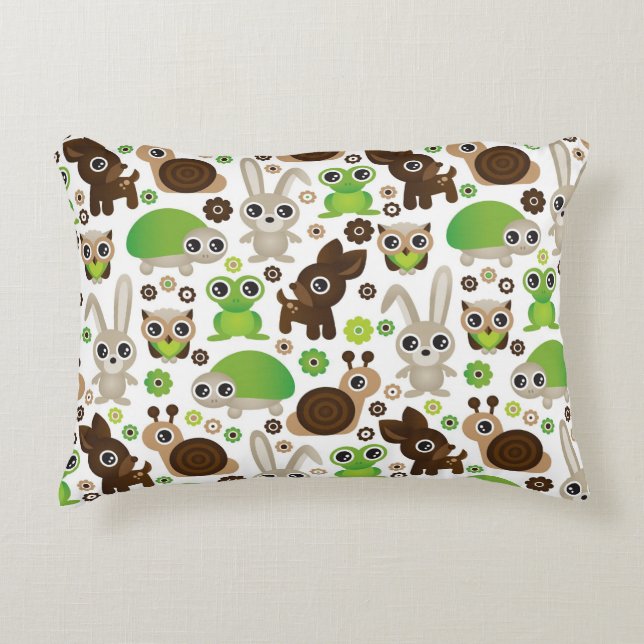 deer turtle bunny animal wallpaper accent pillow (Front)