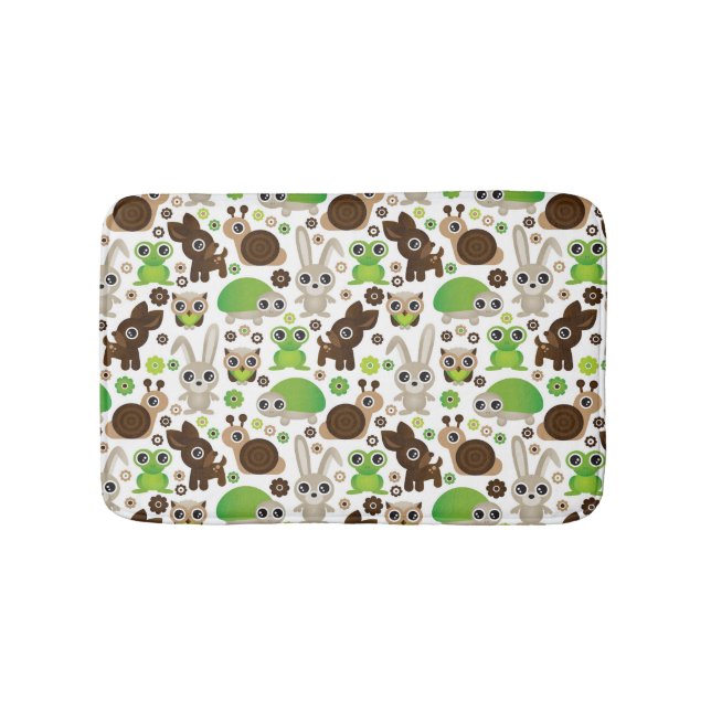 deer turtle bunny animal wallpaper bathroom mat (Front)